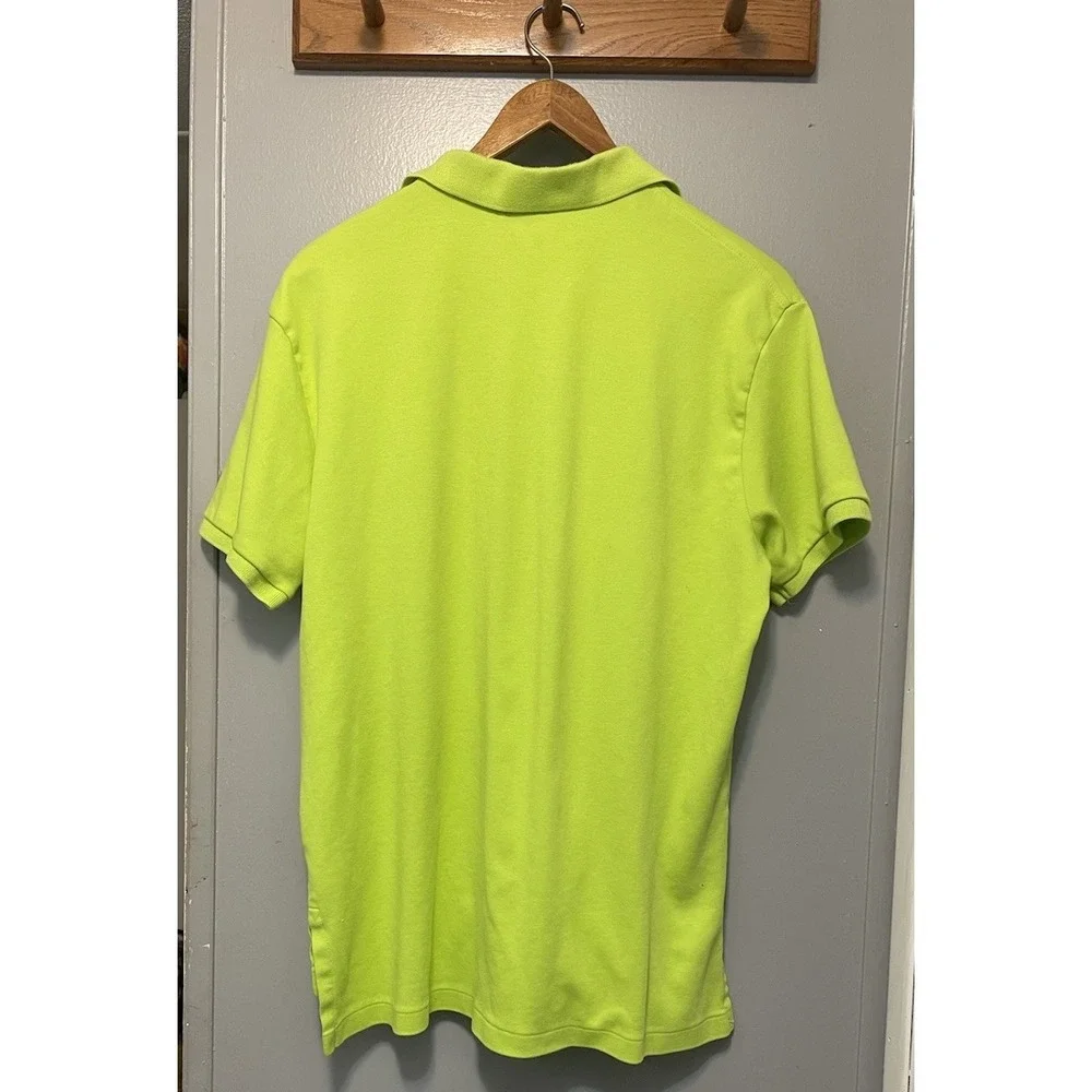 Ralph Lauren Performance Neon Green Golf Polo Shirt Mens Large Custom Fit READ